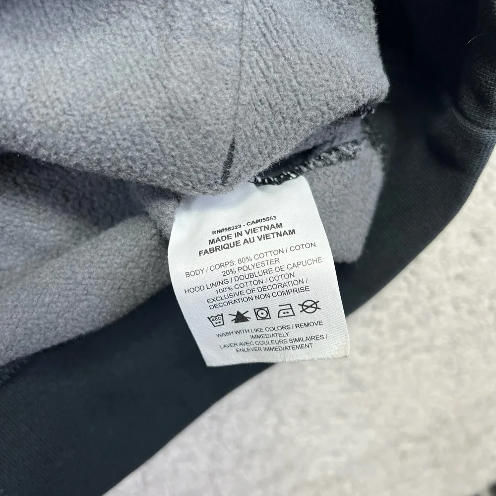 Nike Hoodie Mens Small Black Gray Acid Wash All Over Logo Print Pullover Sporty